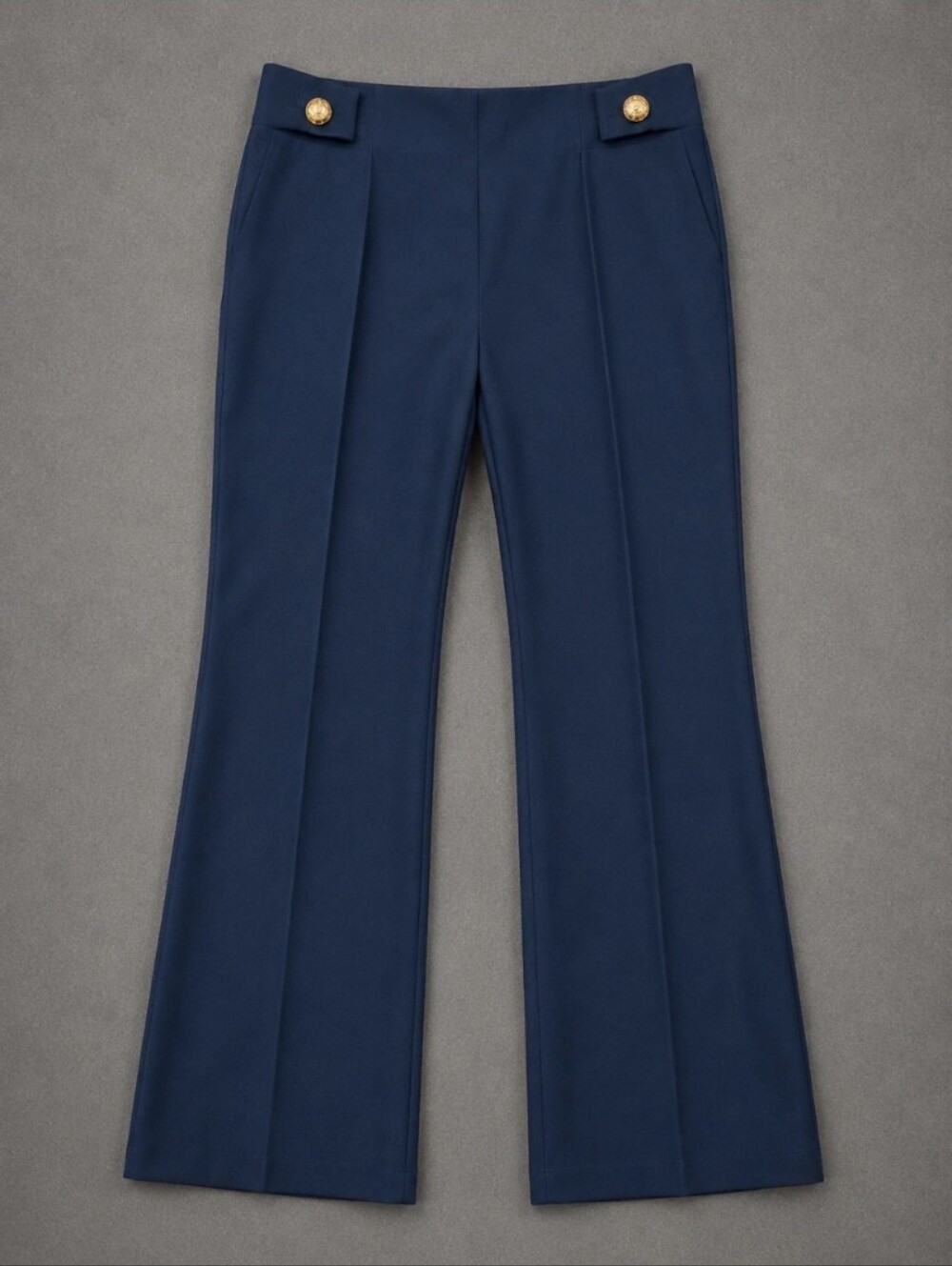 NYCC New York Clothing Co Pull On Dress Pants Womens Size 10 Navy Gold Button